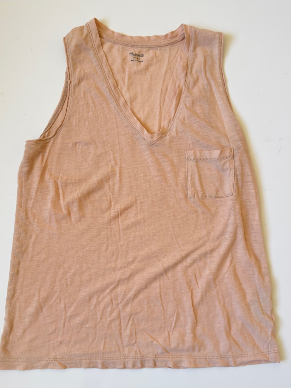 Madewell Women's Cotton V-Neck Pocket Tank Top Pink Size XS